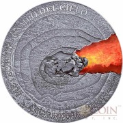 Niue Island METEORITE CAMPO DEL CIELO 1576 ARGENTINA Silver Coin $50 Real Meteorite piece Ultra High Relief 2015 Antique finish 1 Kilo